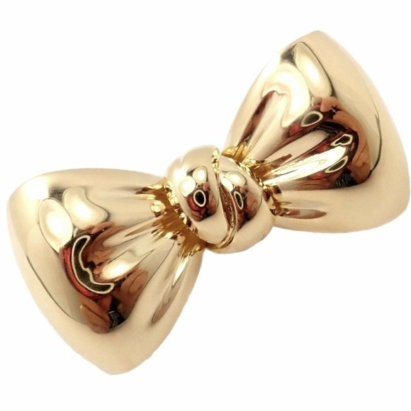 Rare! Authentic Van Cleef & Arpels 18k Yellow Gold Bow Design Pin Brooch - Picture 6 of 11